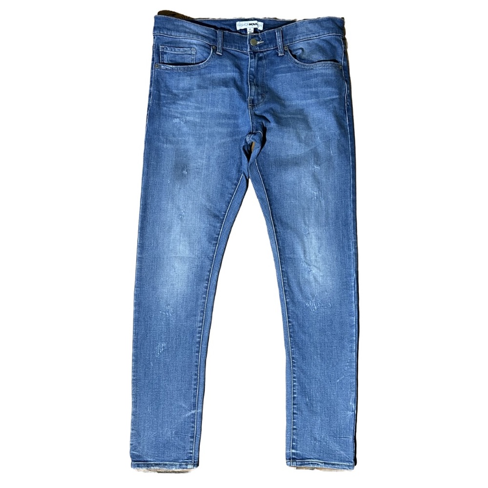 Fashion Nova Men Distressed Skinny Blue Denim Jeans Mens 32x31 Stretch